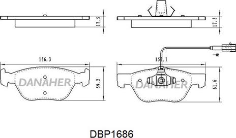 Danaher DBP1686 - Гальмівні колодки, дискові гальма autocars.com.ua