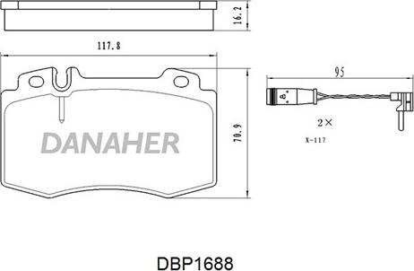 Danaher DBP1688 - Гальмівні колодки, дискові гальма autocars.com.ua