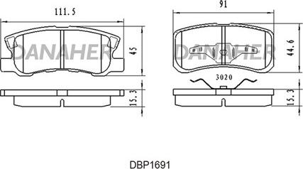 Danaher DBP1691 - Гальмівні колодки, дискові гальма autocars.com.ua