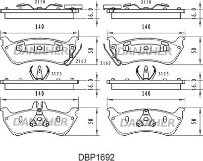 Danaher DBP1692 - Гальмівні колодки, дискові гальма autocars.com.ua