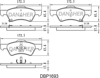 Danaher DBP1693 - Тормозные колодки, дисковые, комплект autodnr.net