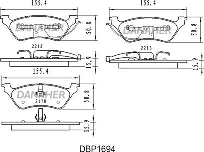 Danaher DBP1694 - Гальмівні колодки, дискові гальма autocars.com.ua