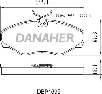 Danaher DBP1695 - Гальмівні колодки, дискові гальма autocars.com.ua