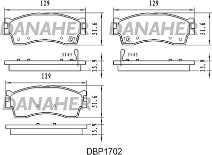 Danaher DBP1702 - Гальмівні колодки, дискові гальма autocars.com.ua