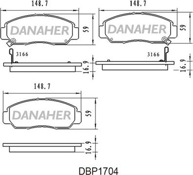 Danaher DBP1704 - Тормозные колодки, дисковые, комплект autodnr.net