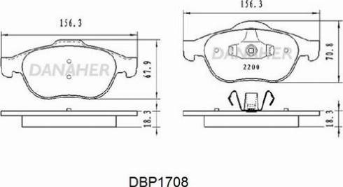 Danaher DBP1708 - Гальмівні колодки, дискові гальма autocars.com.ua