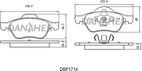 Danaher DBP1714 - Гальмівні колодки, дискові гальма autocars.com.ua