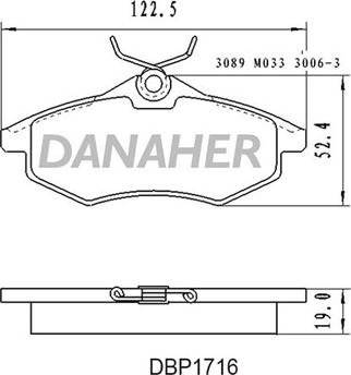 Danaher DBP1716 - Гальмівні колодки, дискові гальма autocars.com.ua