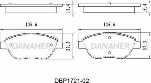 Danaher DBP1721-02 - Гальмівні колодки, дискові гальма autocars.com.ua