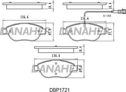 Danaher DBP1721 - Гальмівні колодки, дискові гальма autocars.com.ua