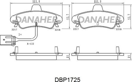 Danaher DBP1725 - Гальмівні колодки, дискові гальма autocars.com.ua