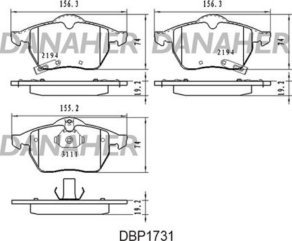 Danaher DBP1731 - Тормозные колодки, дисковые, комплект autodnr.net