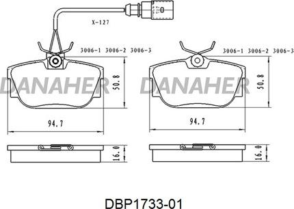 Danaher DBP1733-01 - Гальмівні колодки, дискові гальма autocars.com.ua