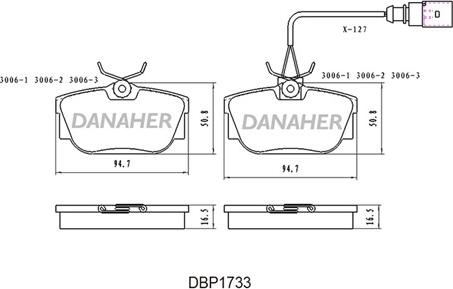 Danaher DBP1733 - Гальмівні колодки, дискові гальма autocars.com.ua
