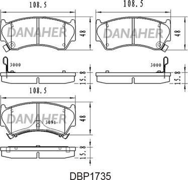 Danaher DBP1735 - Гальмівні колодки, дискові гальма autocars.com.ua