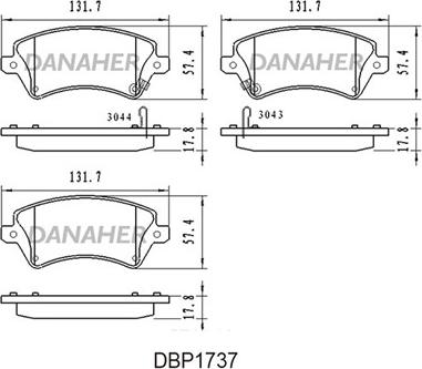 Danaher DBP1737 - Гальмівні колодки, дискові гальма autocars.com.ua