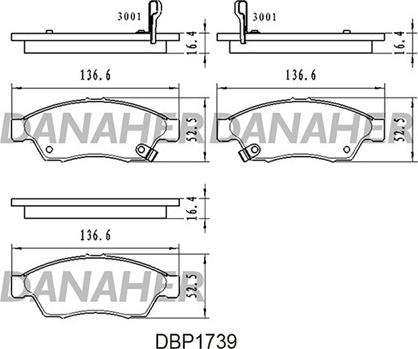 Danaher DBP1739 - Гальмівні колодки, дискові гальма autocars.com.ua
