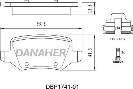 Danaher DBP1741-01 - Гальмівні колодки, дискові гальма autocars.com.ua