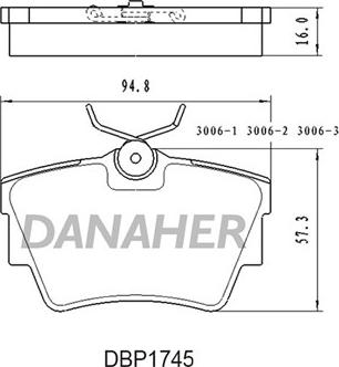 Danaher DBP1745 - Гальмівні колодки, дискові гальма autocars.com.ua
