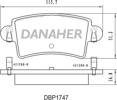 Danaher DBP1747 - Гальмівні колодки, дискові гальма autocars.com.ua