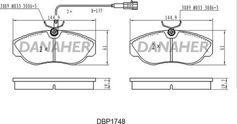 Danaher DBP1748 - Гальмівні колодки, дискові гальма autocars.com.ua