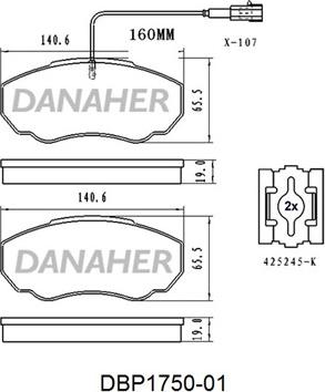 Danaher DBP1750-01 - Гальмівні колодки, дискові гальма autocars.com.ua