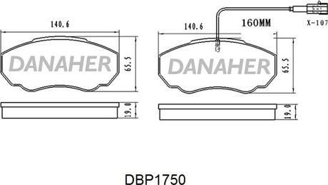 Danaher DBP1750 - Гальмівні колодки, дискові гальма autocars.com.ua