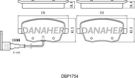 Danaher DBP1754 - Гальмівні колодки, дискові гальма autocars.com.ua