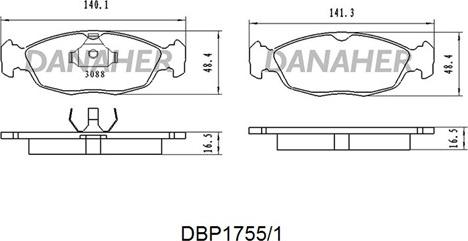 Danaher DBP1755/1 - Тормозные колодки, дисковые, комплект autodnr.net