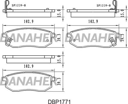 Danaher DBP1771 - Тормозные колодки, дисковые, комплект autodnr.net