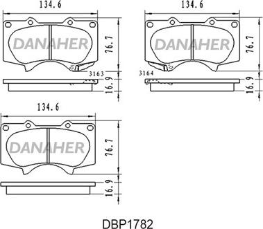 Danaher DBP1782 - Тормозные колодки, дисковые, комплект autodnr.net