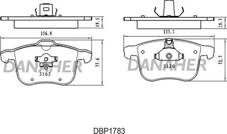 Danaher DBP1783 - Тормозные колодки, дисковые, комплект autodnr.net