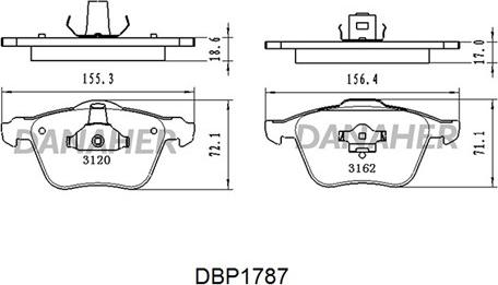 Danaher DBP1787 - Тормозные колодки, дисковые, комплект autodnr.net