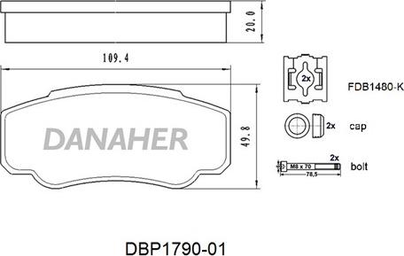 Danaher DBP1790-01 - Гальмівні колодки, дискові гальма autocars.com.ua