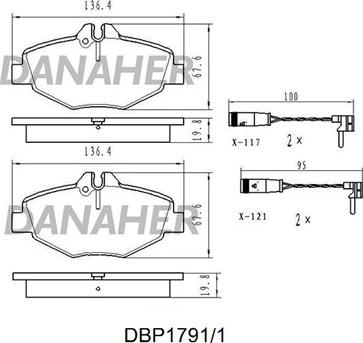 Danaher DBP1791/1 - Гальмівні колодки, дискові гальма autocars.com.ua