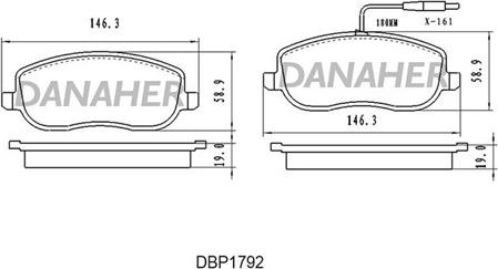 Danaher DBP1792 - Гальмівні колодки, дискові гальма autocars.com.ua