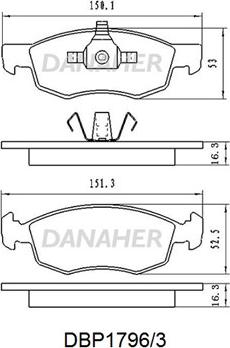 Danaher DBP1796/3 - Гальмівні колодки, дискові гальма autocars.com.ua