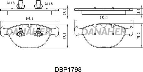 Danaher DBP1798 - Гальмівні колодки, дискові гальма autocars.com.ua