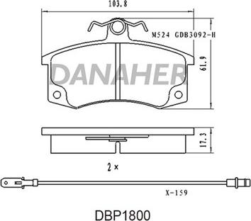 Danaher DBP1800 - Гальмівні колодки, дискові гальма autocars.com.ua