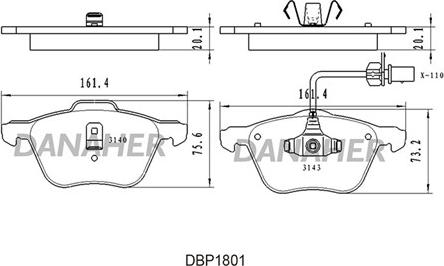 Danaher DBP1801 - Гальмівні колодки, дискові гальма autocars.com.ua