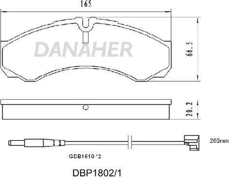 Danaher DBP1802/1 - Гальмівні колодки, дискові гальма autocars.com.ua