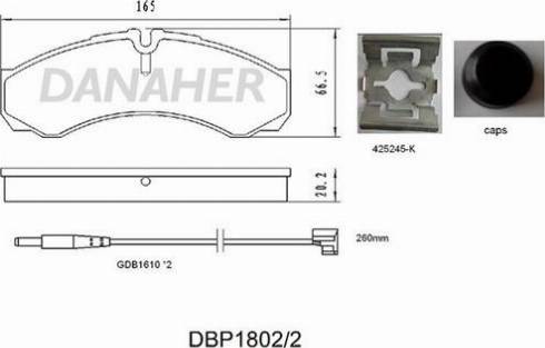 Danaher DBP1802/2 - Гальмівні колодки, дискові гальма autocars.com.ua