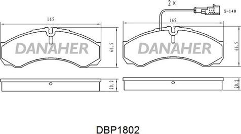 Danaher DBP1802 - Гальмівні колодки, дискові гальма autocars.com.ua