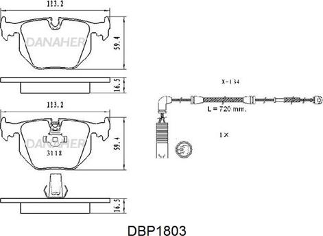 Danaher DBP1803 - Гальмівні колодки, дискові гальма autocars.com.ua