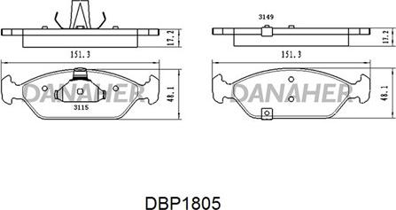 Danaher DBP1805 - Гальмівні колодки, дискові гальма autocars.com.ua