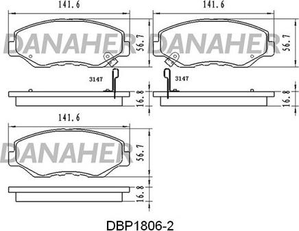 Danaher DBP1806/2 - Тормозные колодки, дисковые, комплект autodnr.net