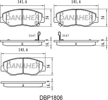 Danaher DBP1806 - Тормозные колодки, дисковые, комплект autodnr.net