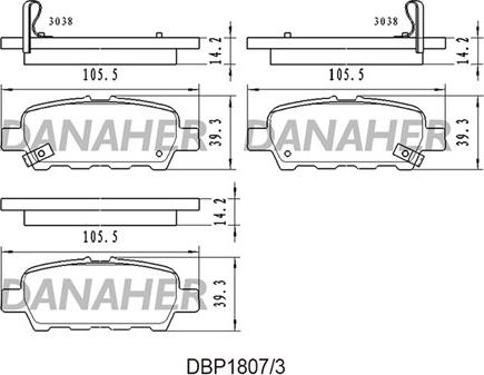 Danaher DBP1807/3 - Гальмівні колодки, дискові гальма autocars.com.ua