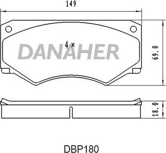 Danaher DBP180 - Гальмівні колодки, дискові гальма autocars.com.ua