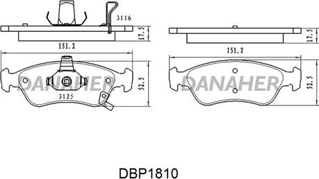 Danaher DBP1810 - Гальмівні колодки, дискові гальма autocars.com.ua